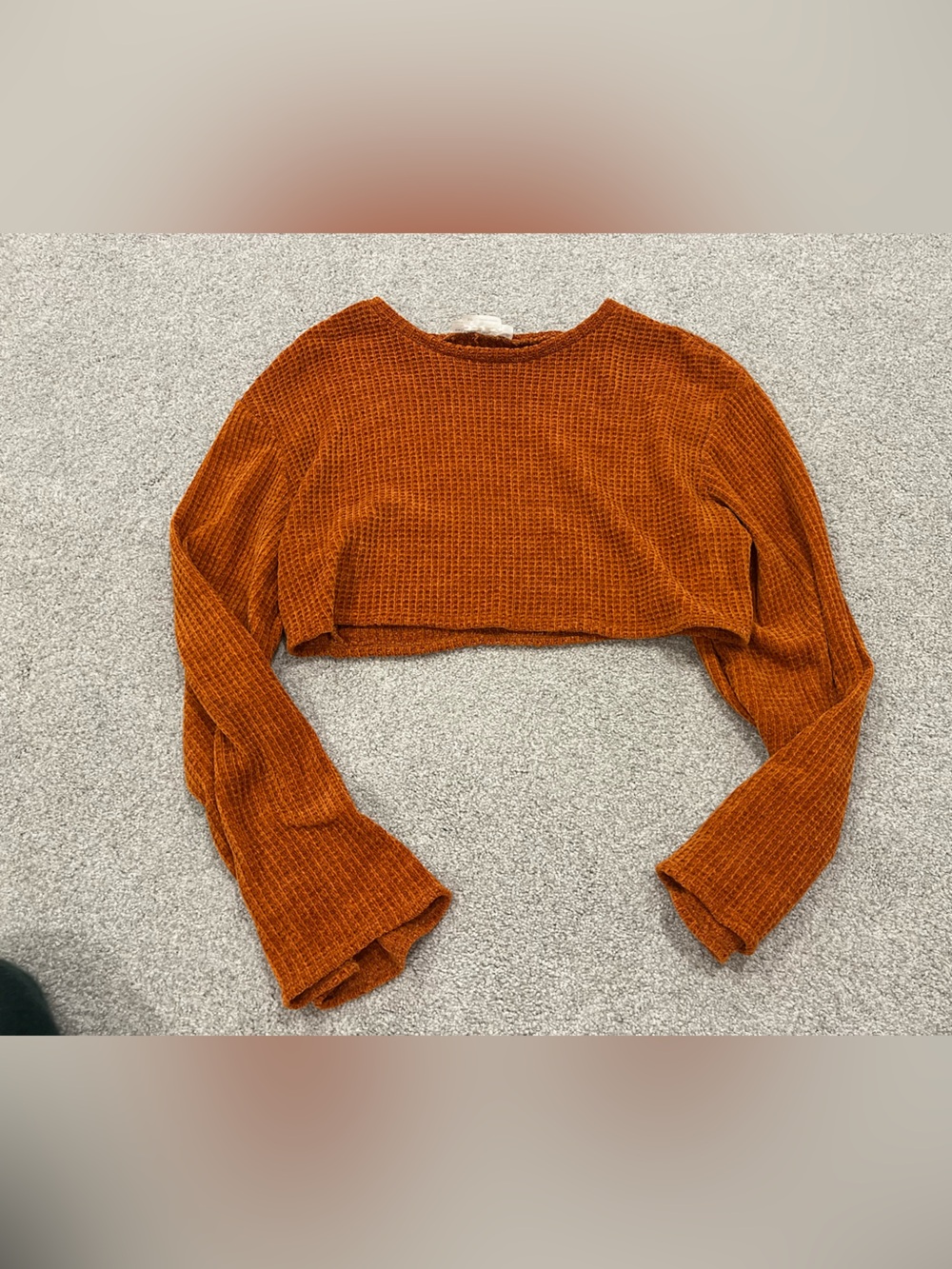 Urban Outfitters Rust Waffle Knit Long Sleeve Top